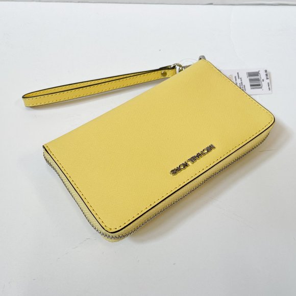 Michael Kors Jet Set Travel MD Zip Around Phone Holder Wristlet Yellow Sunshine - Picture 3 of 10